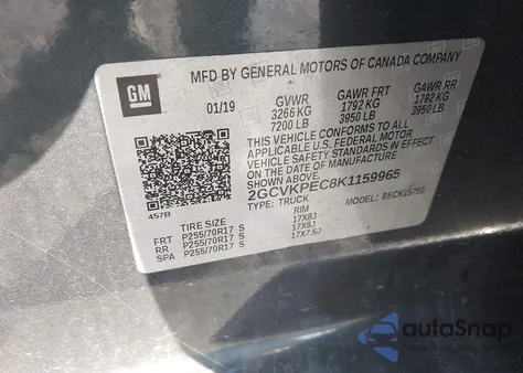 2019 Chevrolet Silverado 1500 Ld Lt из США, поврежденный, VIN 2GCVKPEC8K1159965